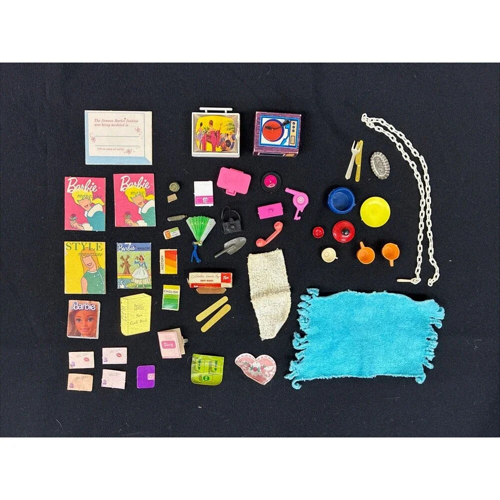 Barbie Doll House Accessories Vtg to Modern Lot Tammy Tressy Book Record TV Dish